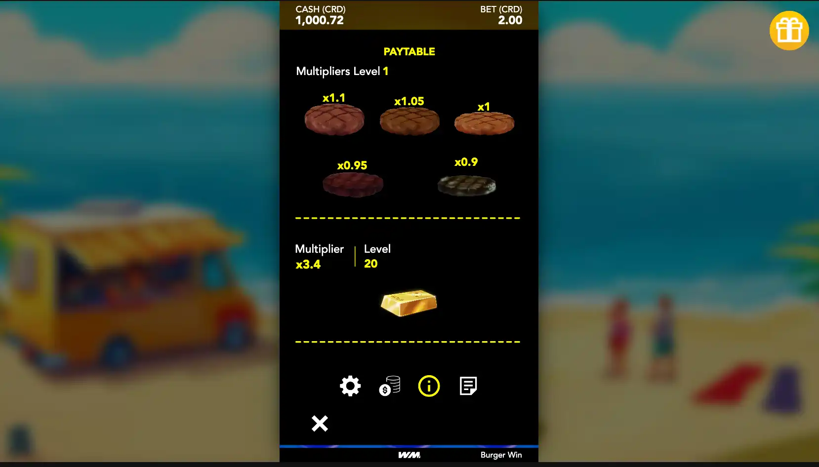 Burger Win interface